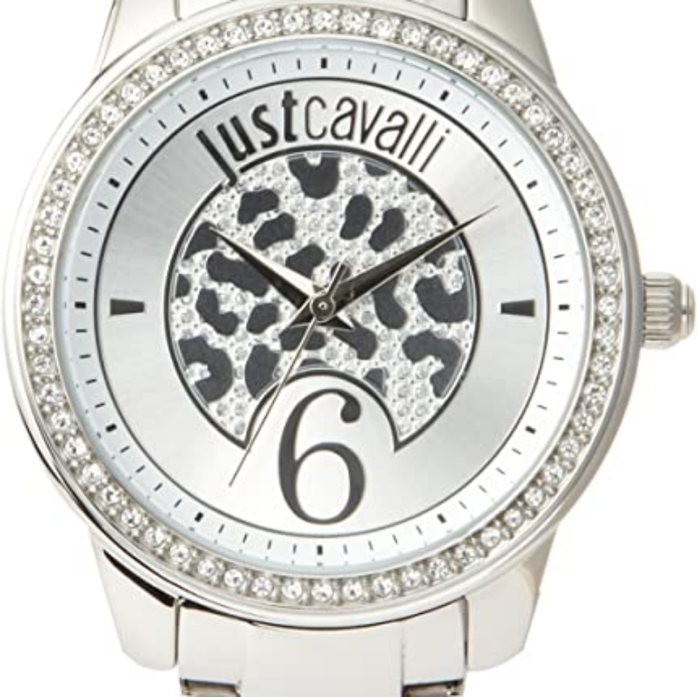 Just Cavalli Silver-Tone Leopard shiny